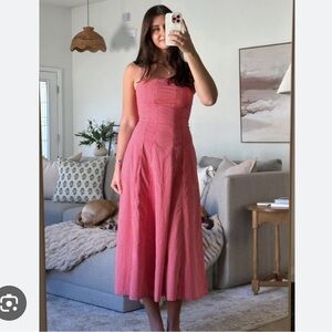 Abercrombie & Fitch Mila strapless midi dress in red gingham sz S